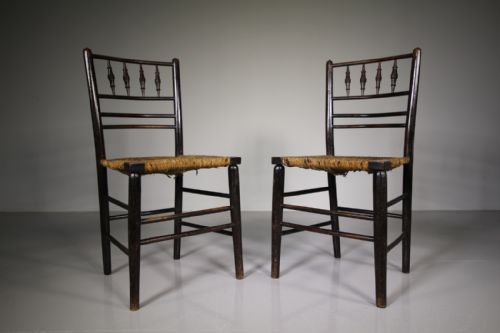 Pair of William Morris 19th Century Antique Sussex Chairs