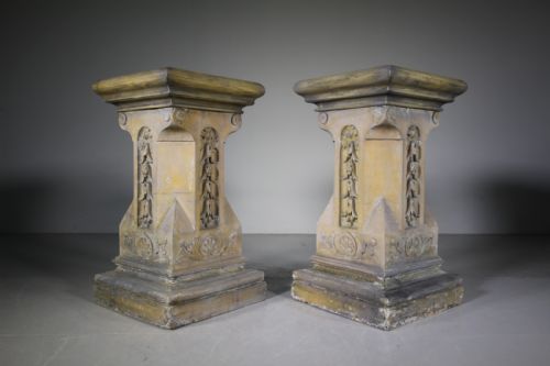 Pair of English 19th Century Antique Terracotta Plinths
