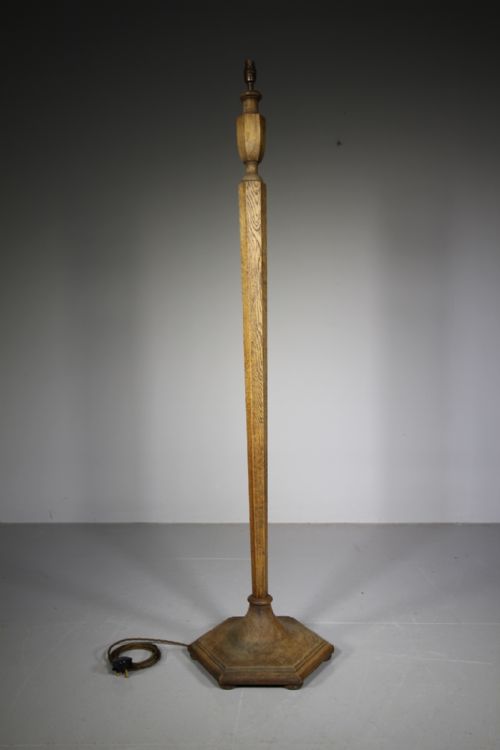 1930’S Heals of London Oak Standard Lamp – Rewired