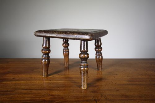 English 18th Century Country Antique Elm Stool