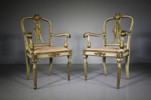 Pair of Wonderful 19th Century Original Painted Antique Armchairs