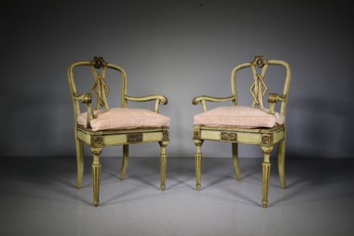 Pair of Wonderful 19th Century Original Painted Antique Armchairs