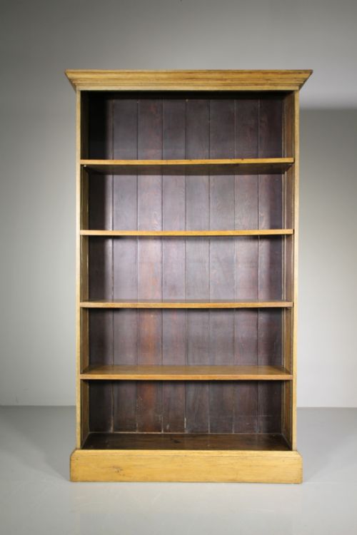 English Edwardian Antique Oak Open Bookcase