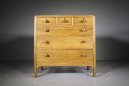
Heals Antique Oak Chest of Drawers – Labelled
