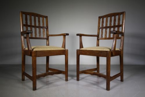 Pair of 1920’S Gordon Russell Oak Armchairs – Labelled