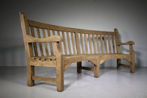Rare Heals of London 1920’S Teak Curved Garden Bench