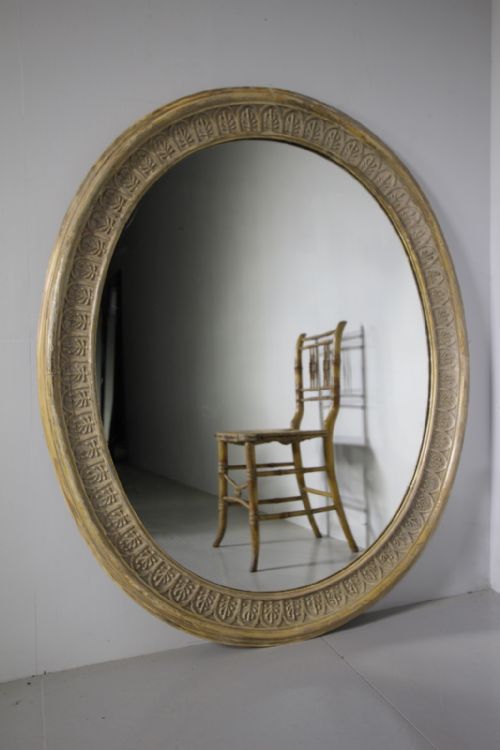 Large English Regency Antique Oval Mirror
