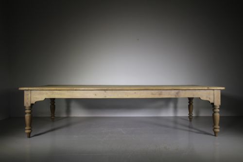 Massive English Country House Antique Original Painted Pine Dining Table