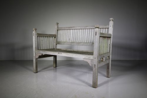Heals of London Edwardian Antique Teak Garden Bench Seat