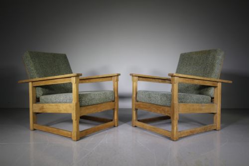 Pair of 1930’S Heals Oak Reading Reclining Armchairs
