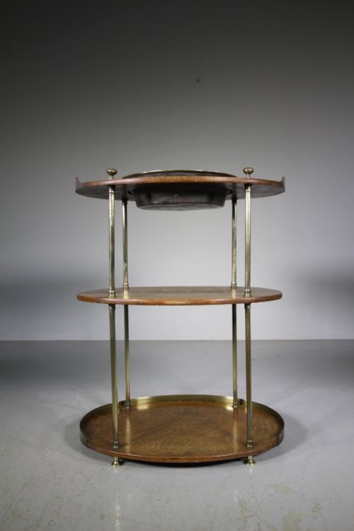 English 19th Century Antique Oak Military Washstand Table