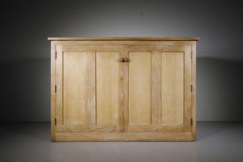 Large English Edwardian Antique Oak Cupboard
