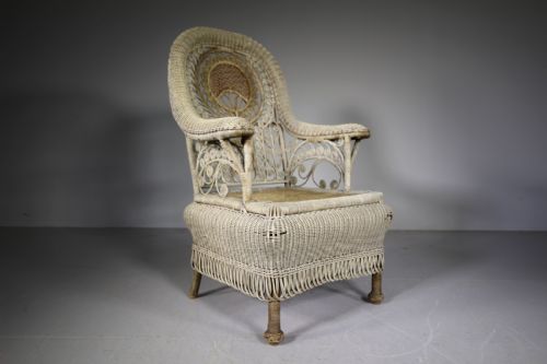 Fabulous English Edwardian Antique Wicker Armchair