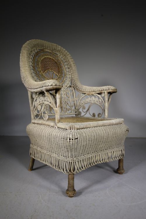 Fabulous English Edwardian Antique Wicker Armchair