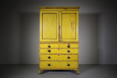 
Regency Antique Original Painted Pine Linen Press Cupboard in a Wonderful Colour