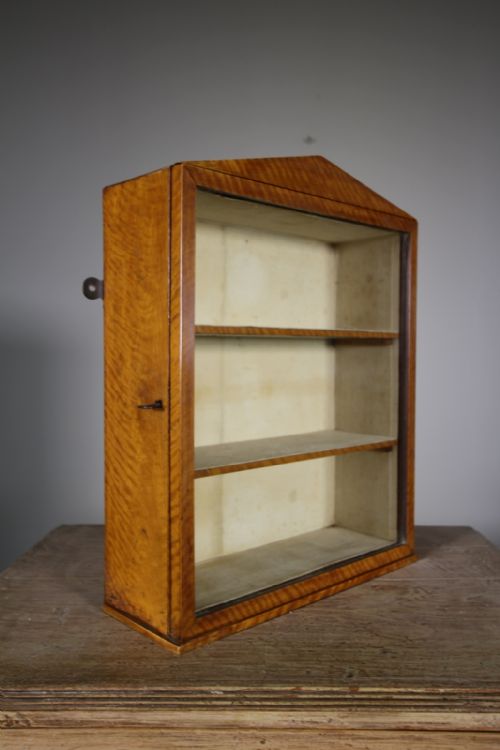 
English Regency Antique Satin Wood Wall Cabinet
