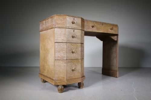 English 1920’S Art Deco Antique Oak Desk