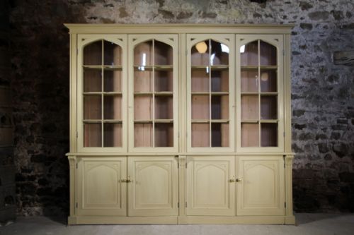 Impressive English William IV Antique Painted Pine Bookcase
