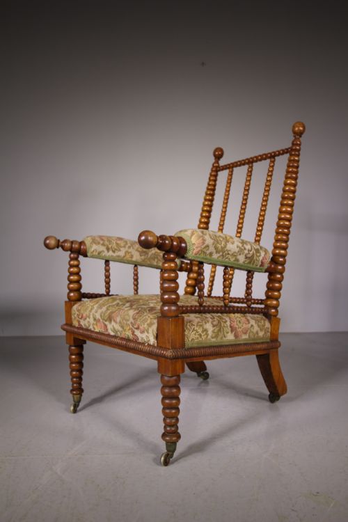 English Large 19th Century Antique Bobbin Turned Armchair