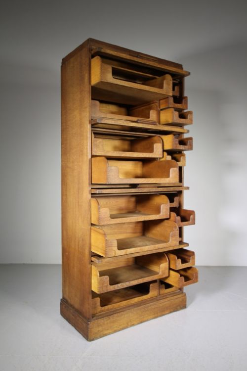 English Edwardian Antique Solid Oak Haberdashery Cupboard