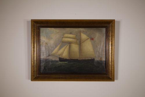 
Large Georgian Antique Ship Oil Painting-signed
