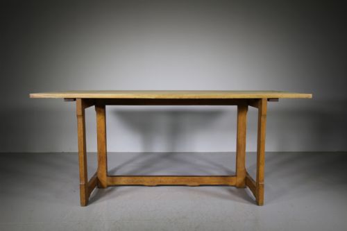 English 1920’S Solid Oak Trestle Dining Table