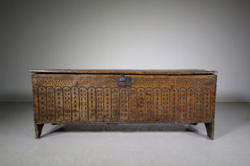 Beautiful 17th Century Antique Elm Coffer