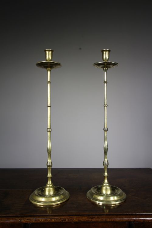 Tall Pair of English 19th Century Antique Candlesticks