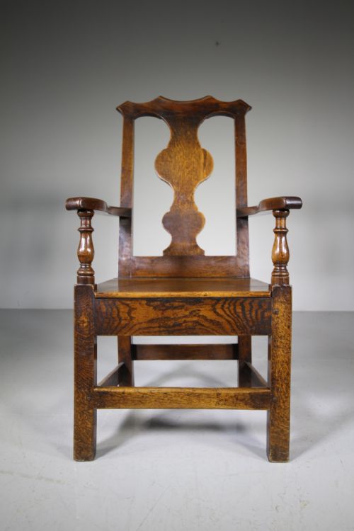 Large English 18th Century Antique Oak Armchair