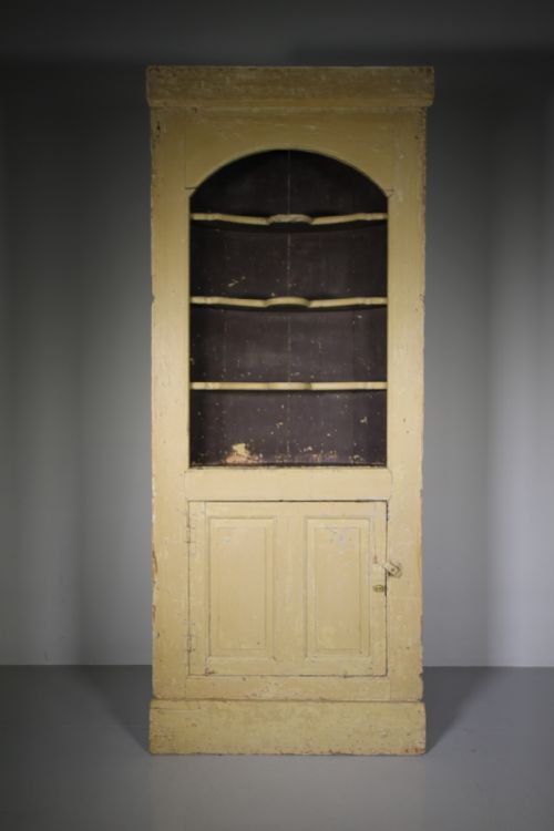 English 18th Century Original Painted Pine Antique Cupboard