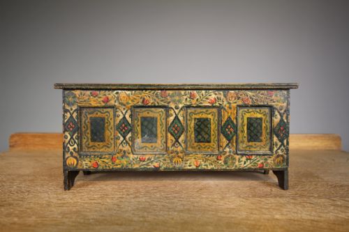 Small 19th Century Original Antique Painted Box- Very Morris Design