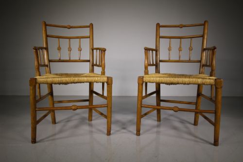 Pair of English 19th Century Antique Sussex Armchairs