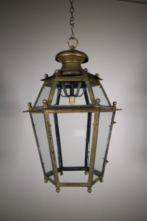 Large 19th Century Antique Brass & Bronze Hanging Lantern