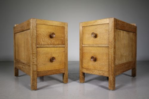 Pair of Heals 1920’S Oak Bedside Chests – Labelled
