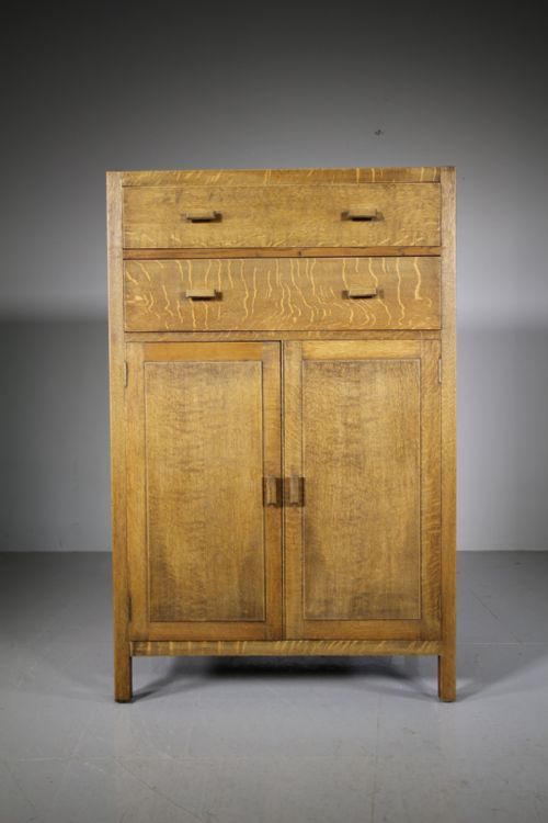 Heals of London 1920’S Oak Tall Boy Cupboard – Labelled