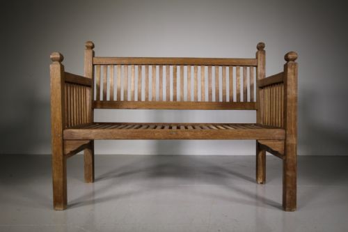 Edwardian Heals of London Antique Teak Garden Bench Seat