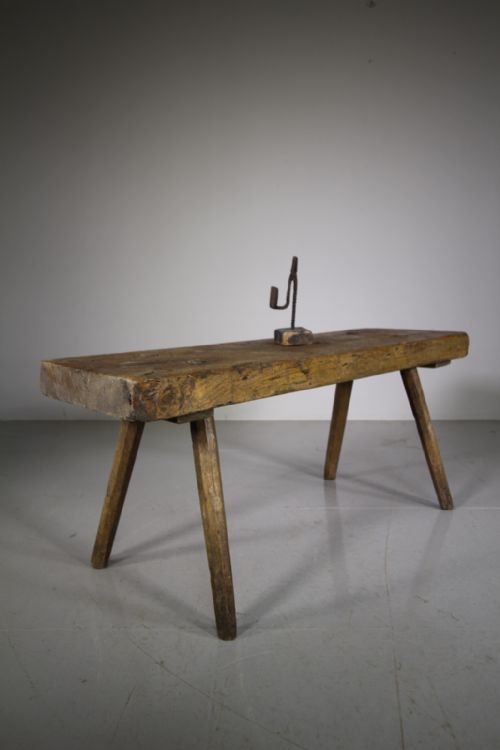 English 19th Century Antique Pine Pig Bench Table
