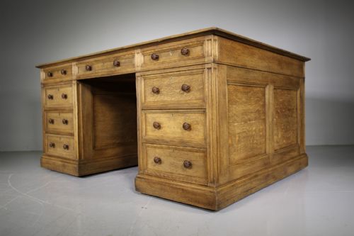 Fabulous Holland & Sons 19th Century Antique Oak Partners Desk