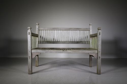 Heals of London Edwardian Antique Teak Garden Bench Seat