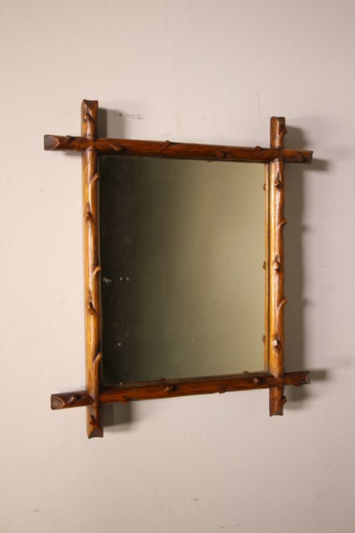 Beautiful English 19th Century Antique Oak Branch Mirror