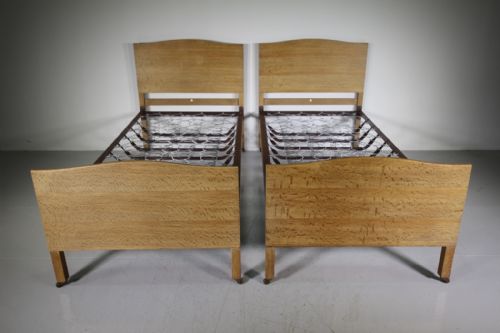 Pair of Heals of London Edwardian Antique Oak Single Beds