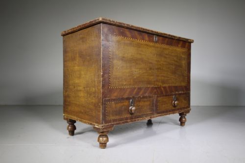 English Original Painted Pine Antique Mule Chest
