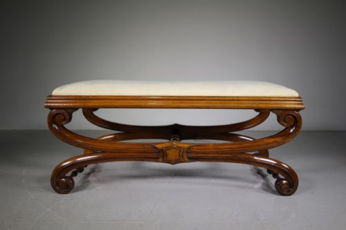 Large Regency Antique Walnut Centre Footstool