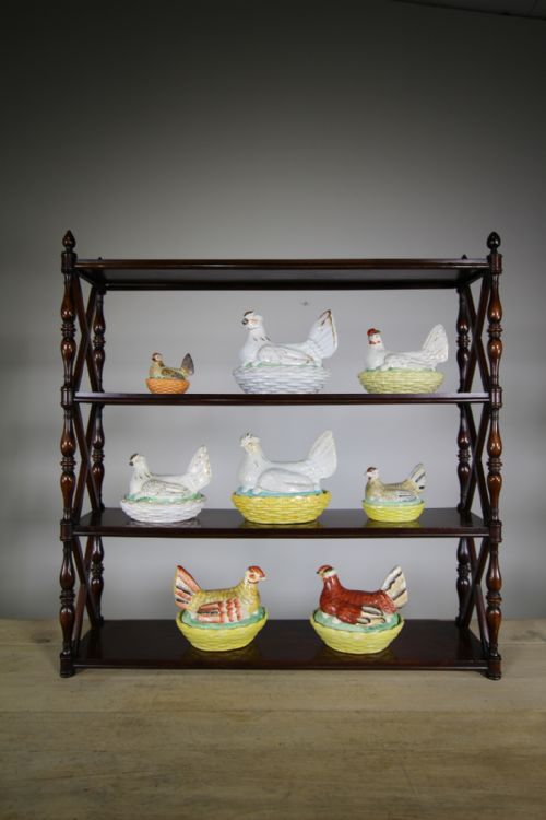 Collection of 19th Century Antique Staffordshire Hens on Nests – Egg Crocks
