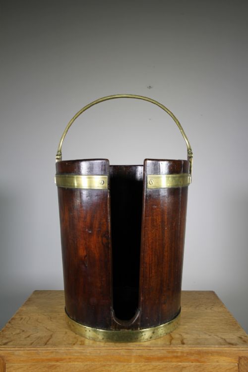 English 18th Century Antique Mahogany Plate Bucket