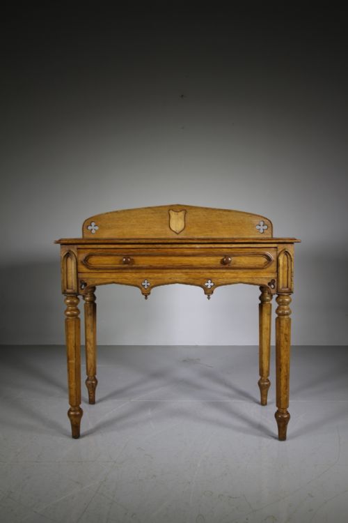 English 19th Century Antique Gothic Oak Side Table