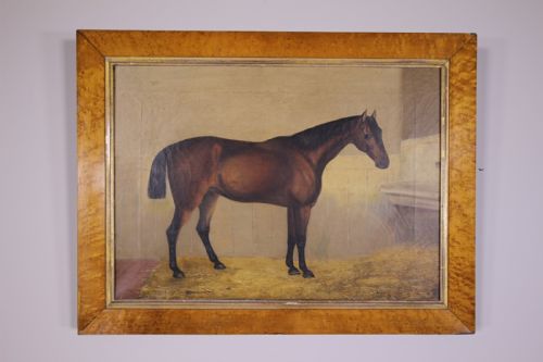 English 19th Century Antique Racehorse Oil Painting