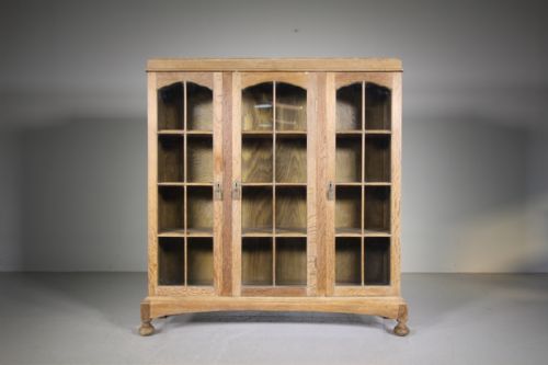 Heals 1920’S Oak Glazed Bookcase – Labelled