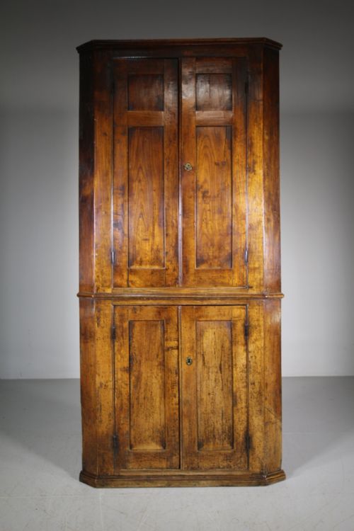 Beautiful 18th Century Antique Fruitwood Corner Cupboard