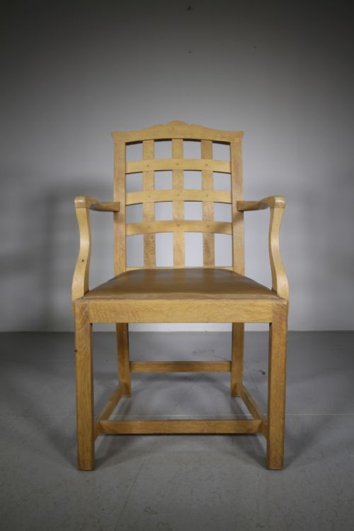 fig 1. Rare Set of Eight Heals Antique Portcullis Dining Chairs